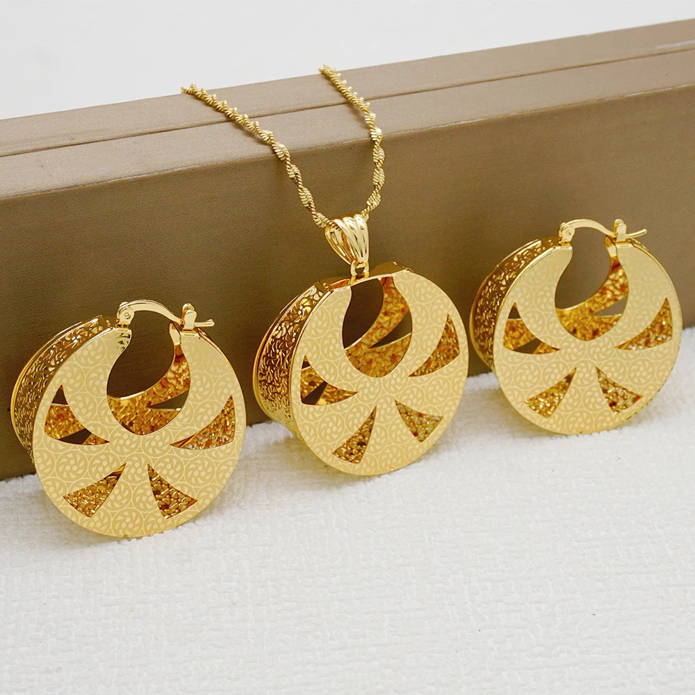 Ensemble de bijoux de dubaï, couleur or pour femmes