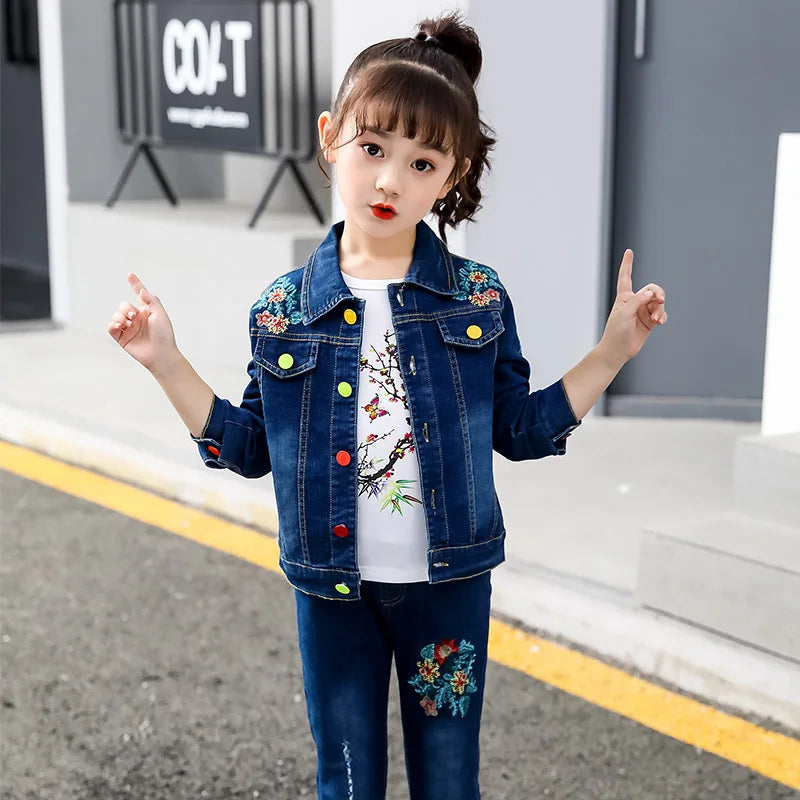 Ensemble de Vêtements Brodés pour Enfant Fille