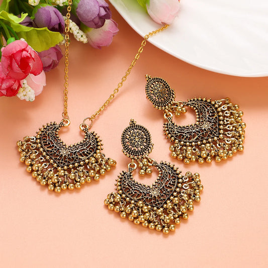 Ensemble de bijoux indiens plaqués or et perles pour femmes,