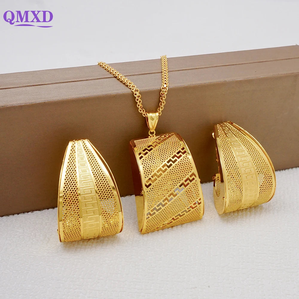 Ensemble de bijoux de dubaï, couleur or pour femmes