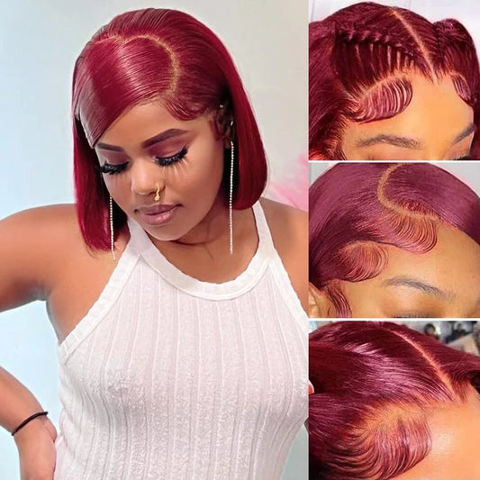 Cheveux humains droite Bob perruques