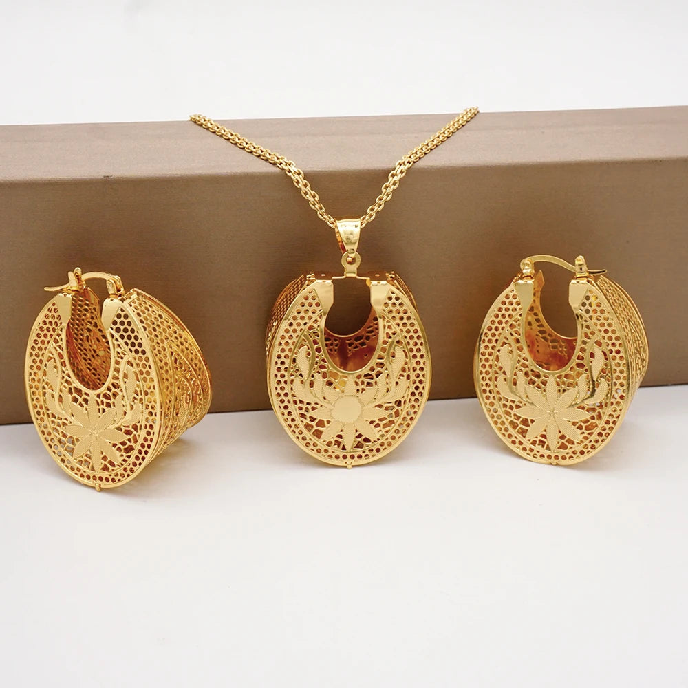 Ensemble de bijoux de dubaï, couleur or pour femmes