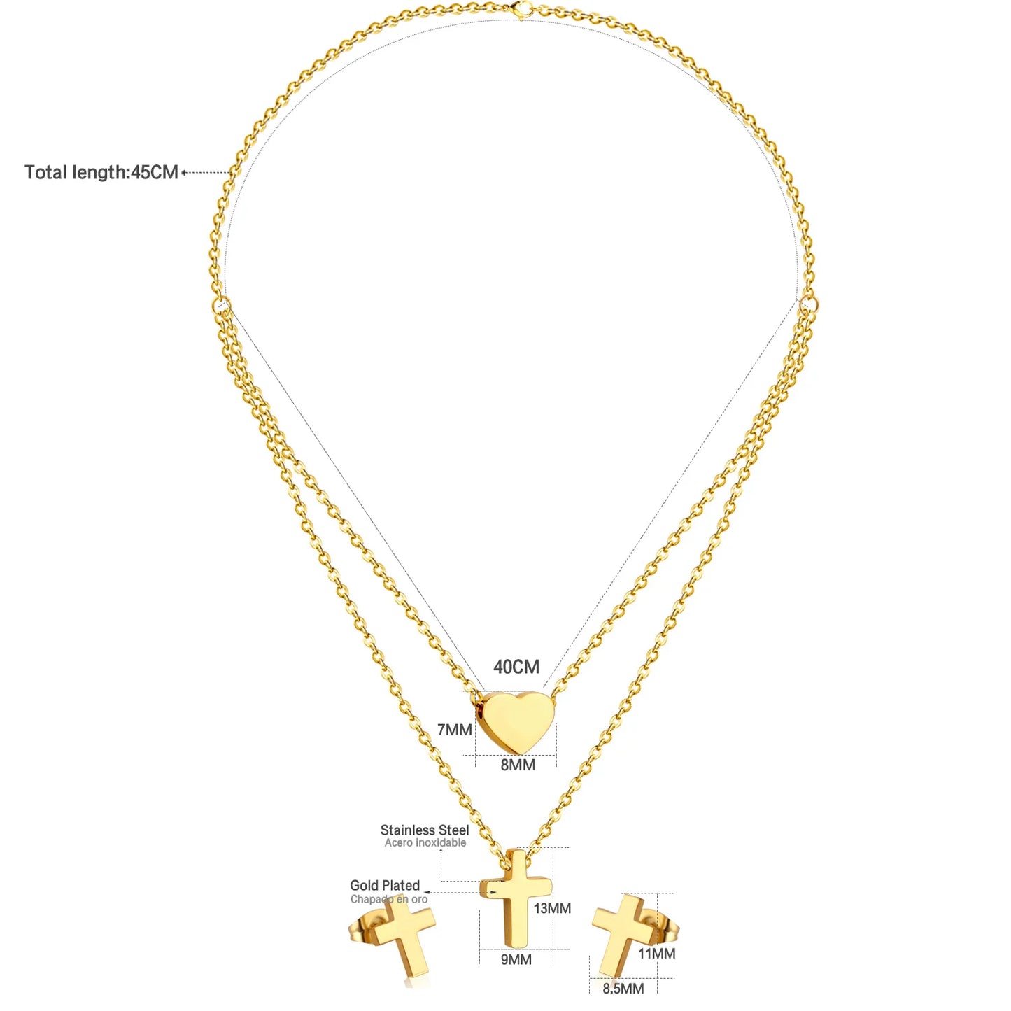 LUXUSTEEL-Bijoux en Forme d'Étoile et de Fleur Cubique