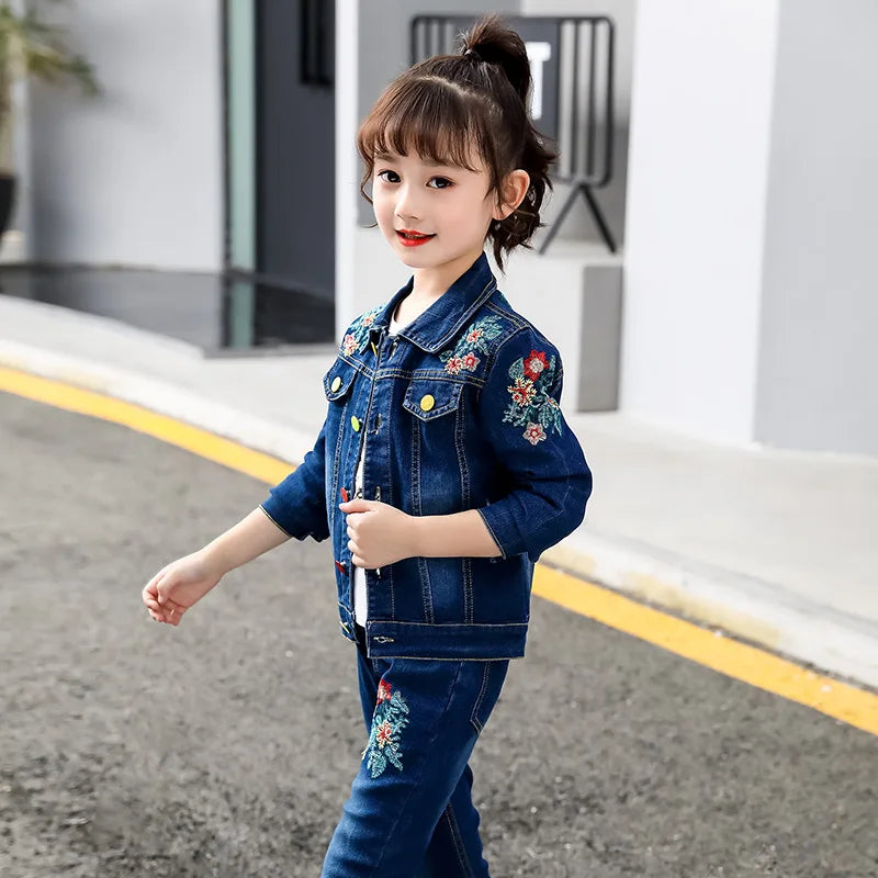 Ensemble de Vêtements Brodés pour Enfant Fille