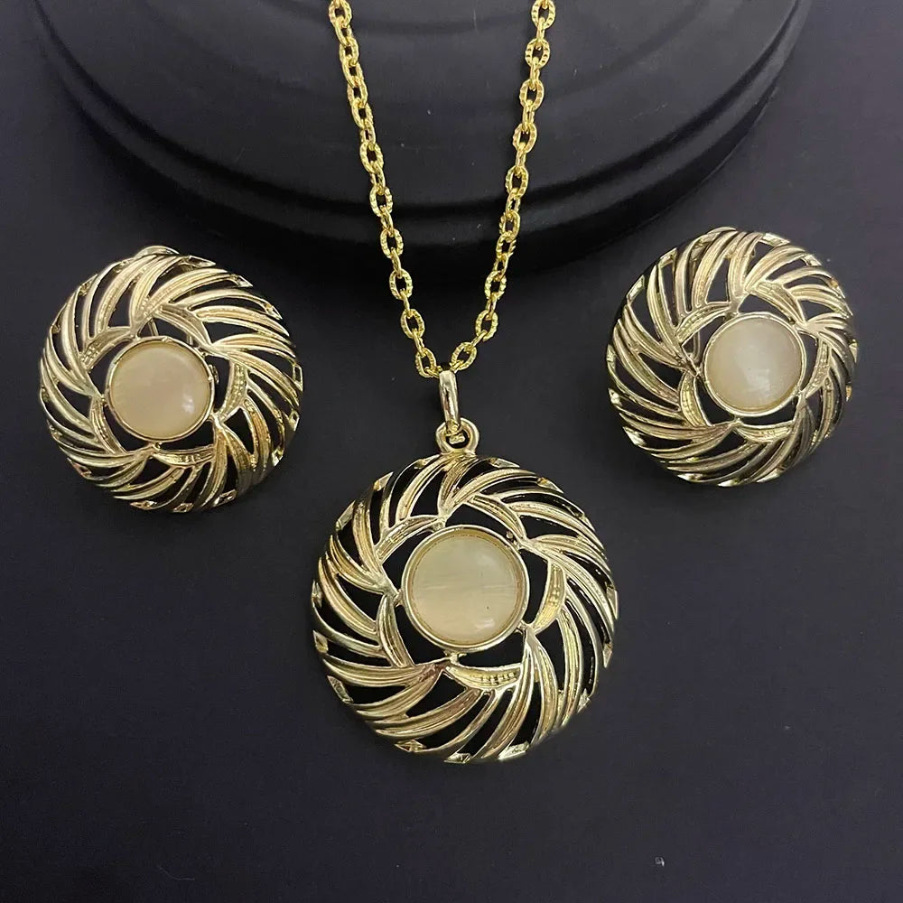 Ensemble de bijoux deux pièces en cuivre plaqué or 24 carats