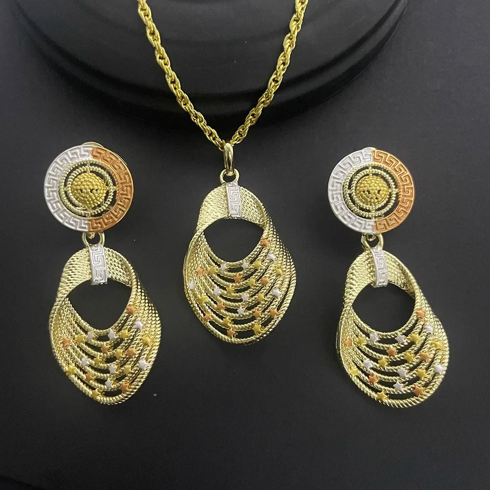 Ensemble de bijoux deux pièces en cuivre plaqué or 24 carats