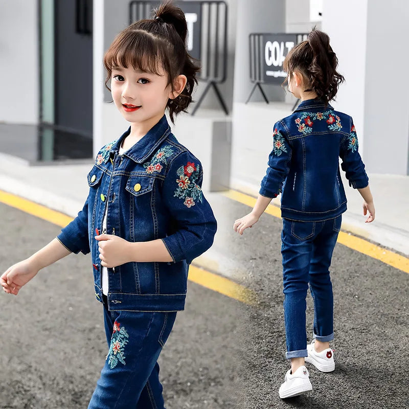 Ensemble de Vêtements Brodés pour Enfant Fille