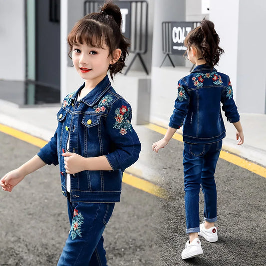 Ensemble de Vêtements Brodés pour Enfant Fille