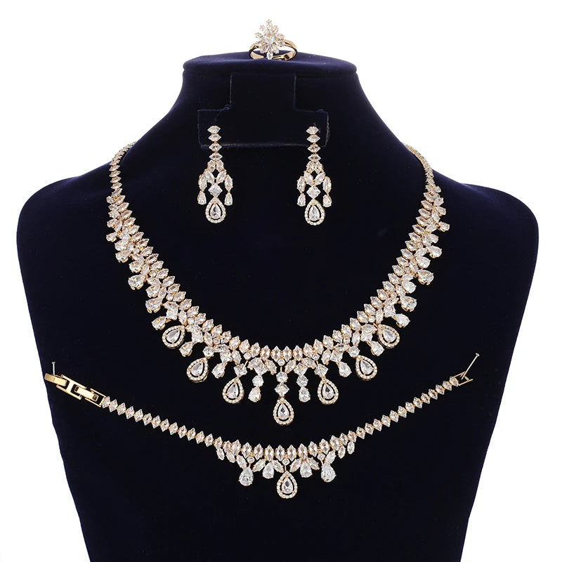 HADIYANA-Ensemble de Bijoux Rétro Simple pour Femme