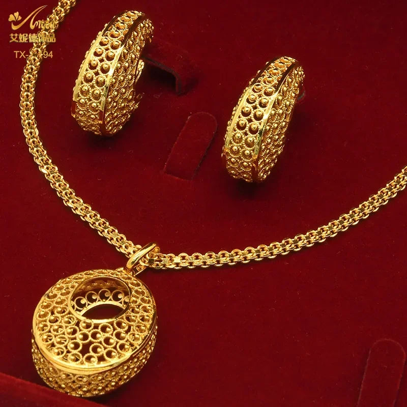 Ensemble de bijoux deux pièces en cuivre plaqué or 24 carats