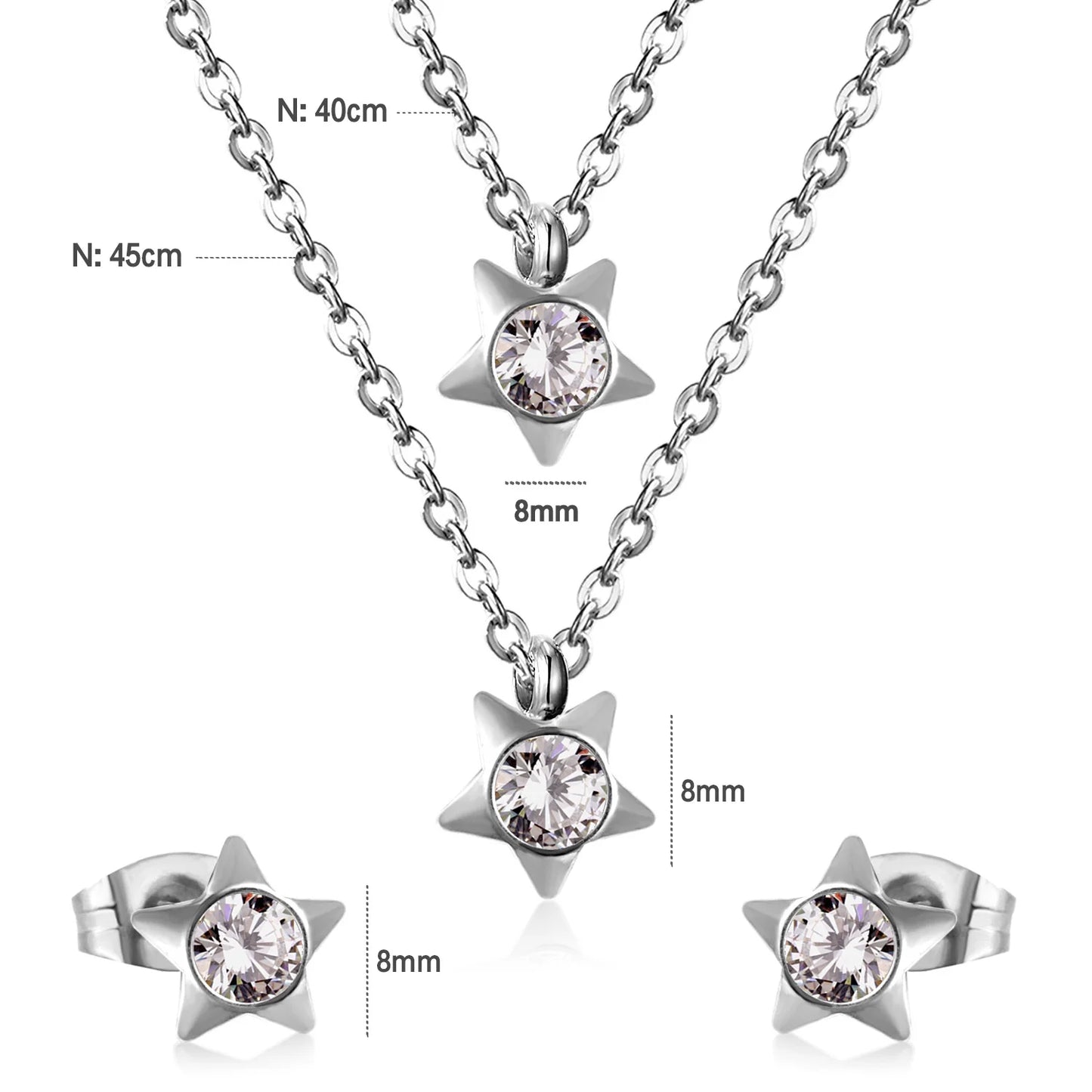 LUXUSTEEL-Bijoux en Forme d'Étoile et de Fleur Cubique