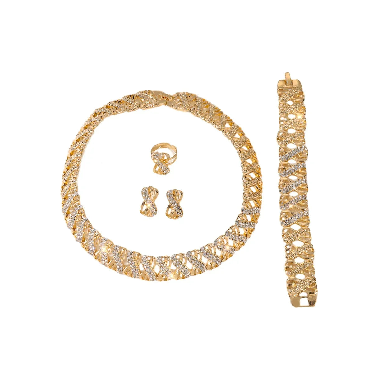 Ensemble de bijoux plaqués or 18 carats de mariée pour femmes