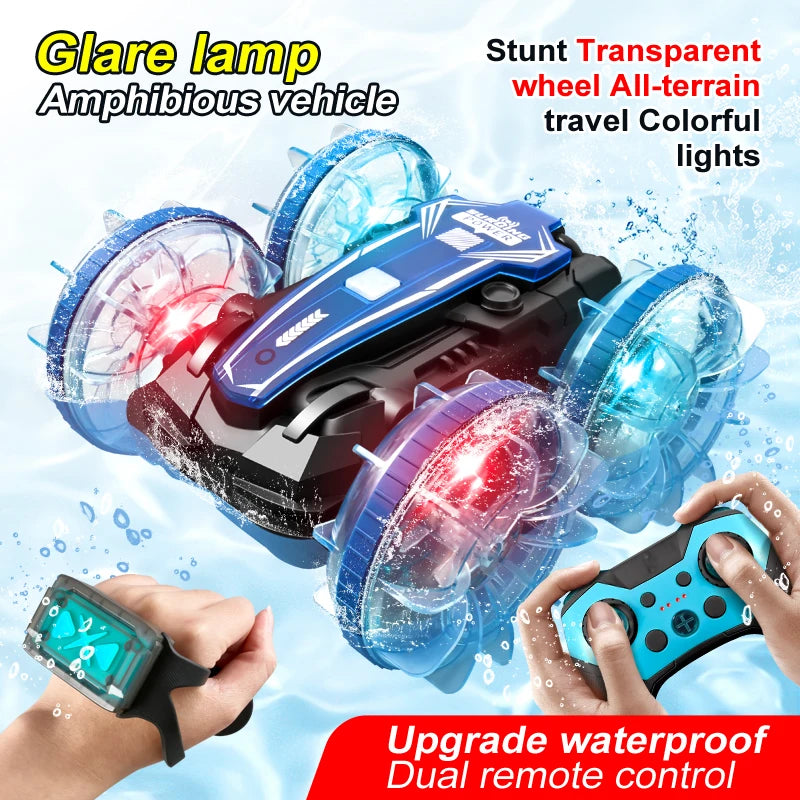 Voiture cascadeuse amphibie à LED pour enfants