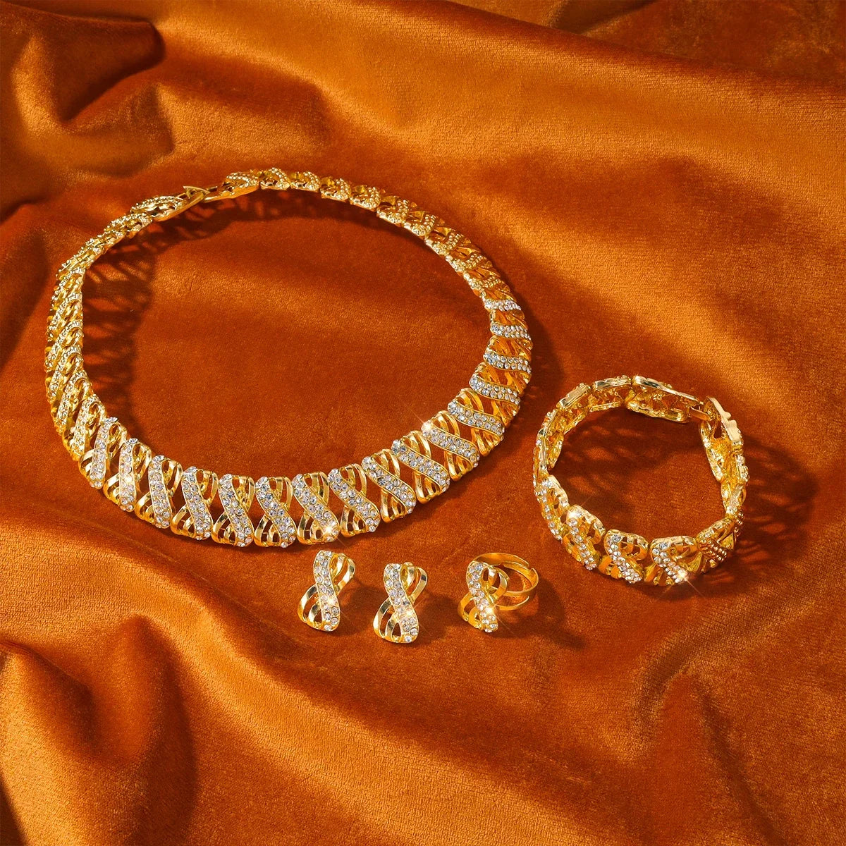 Ensemble de bijoux plaqués or 18 carats de mariée pour femmes