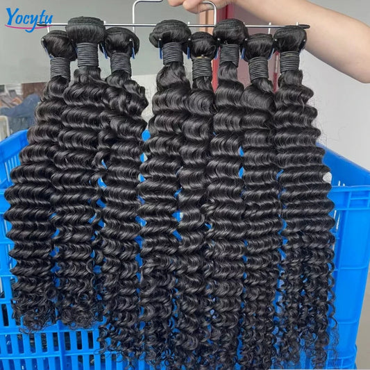 Deep Wave Mèche Tissage Bouclé Cheveux Humain Brésilien 100%