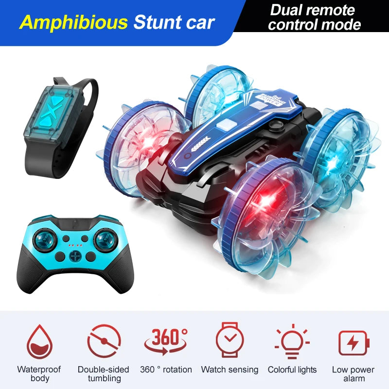 Voiture cascadeuse amphibie à LED pour enfants