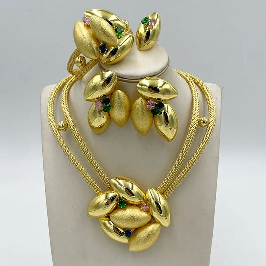 Ensemble de bijoux couleur or dubaï pour mariée