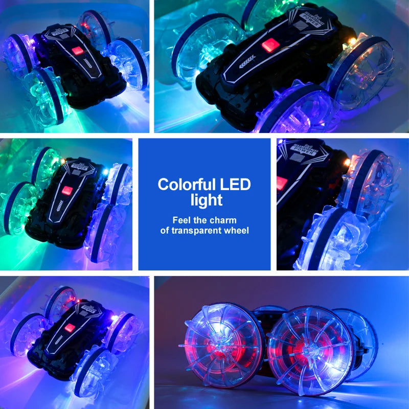 Voiture cascadeuse amphibie à LED pour enfants