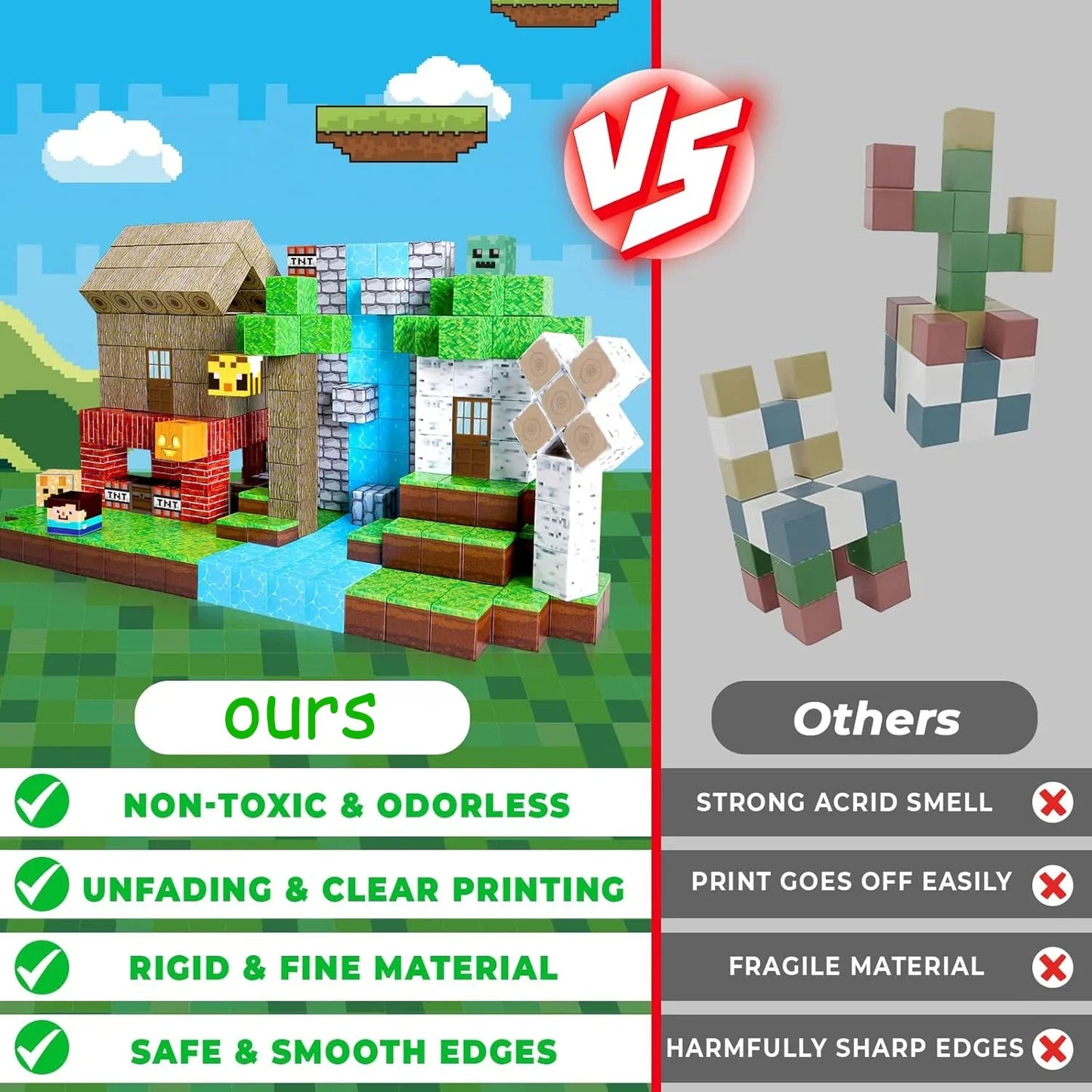 Blocs de construction magnétiques Mine World, pour garçon et fille de 3 ans et plus.