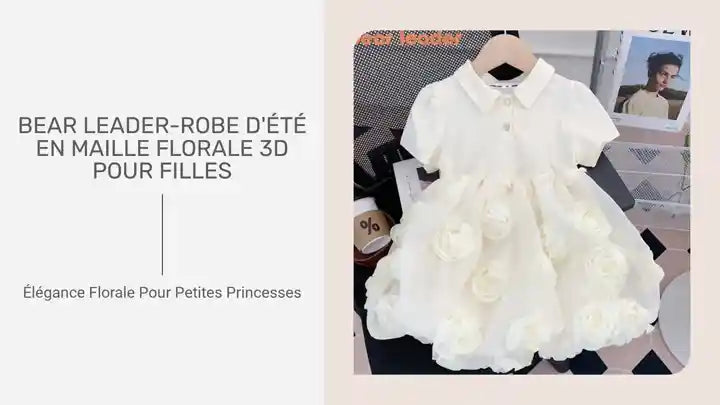 Bear Leader-Robe d&#039;&eacute;t&eacute; en maille florale 3D pour filles by@Outfy