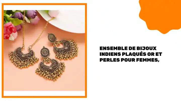 Ensemble de bijoux indiens plaqu&eacute;s or et perles pour femmes, by@Outfy